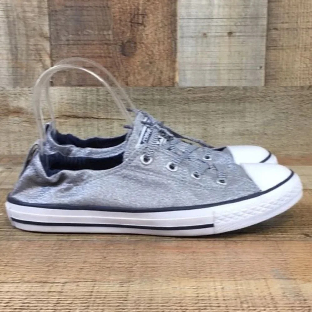 Converse All Star Sneakers Womens 5.5 Gray Metallic Casual Lace Up Shoes